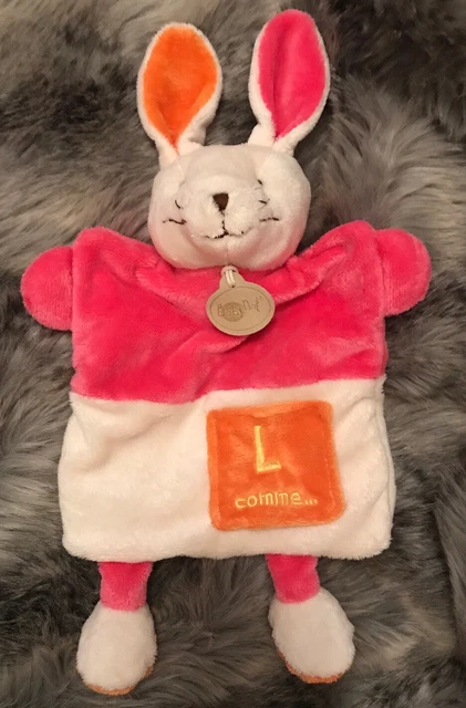 DOUDOU L Comme Lapin Rose Marionnette BABY NAT (babynat) TBE !