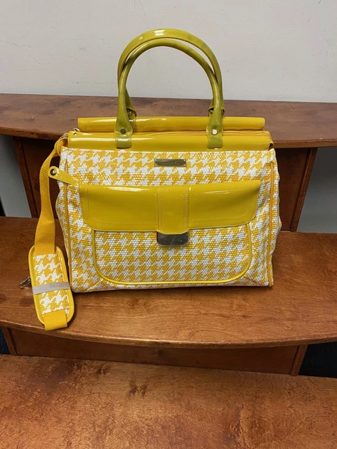 New Samantha Brown Houndstooth 4 Piece Set Yellow / White Color Spinner 8