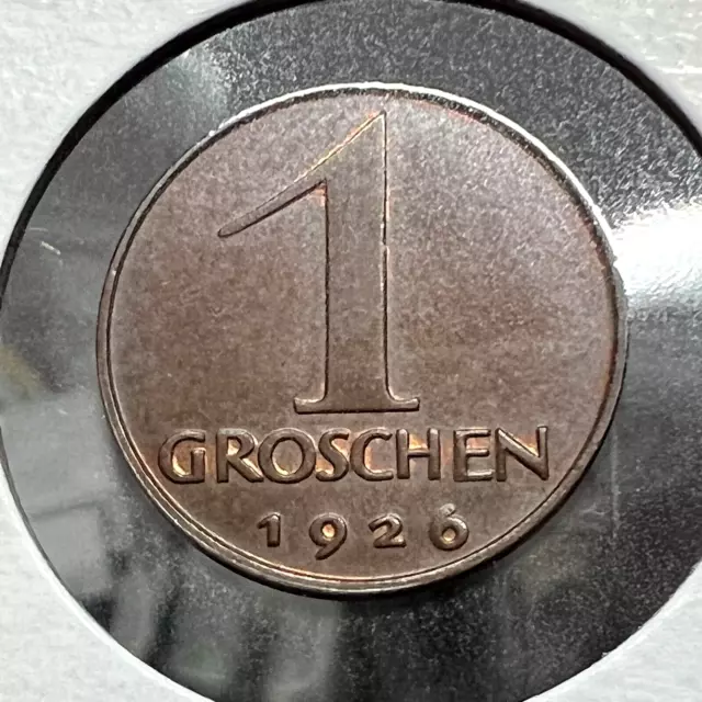 1926 Austria 1 Groschen Near Uncirculated Coin 2