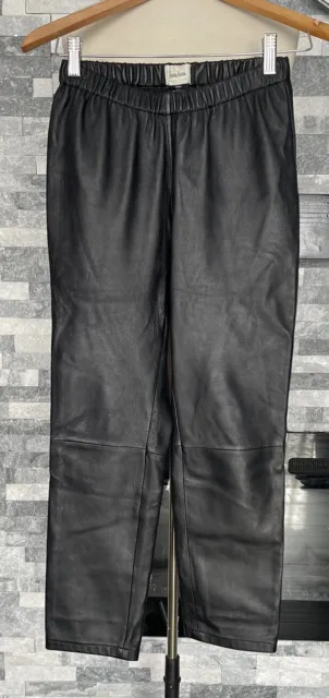 Neiman Marcus Retro exclusive black leather moto leggings pants women’s Size S