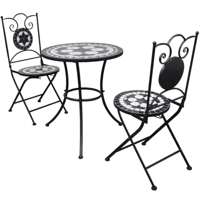 Set de bistro mosaïqué table 60  et 2 chaises /blanc G2Y9