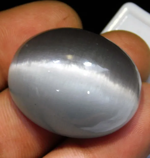 Certified 117.20 Ct Natural Chrysoberyl Gray Cats Eye Oval Cabochon Gemstone