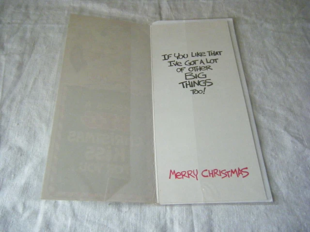 Vintage Comic Greetings Card, Here's a Big Christmas Kiss for you.., 1970's/80's 2