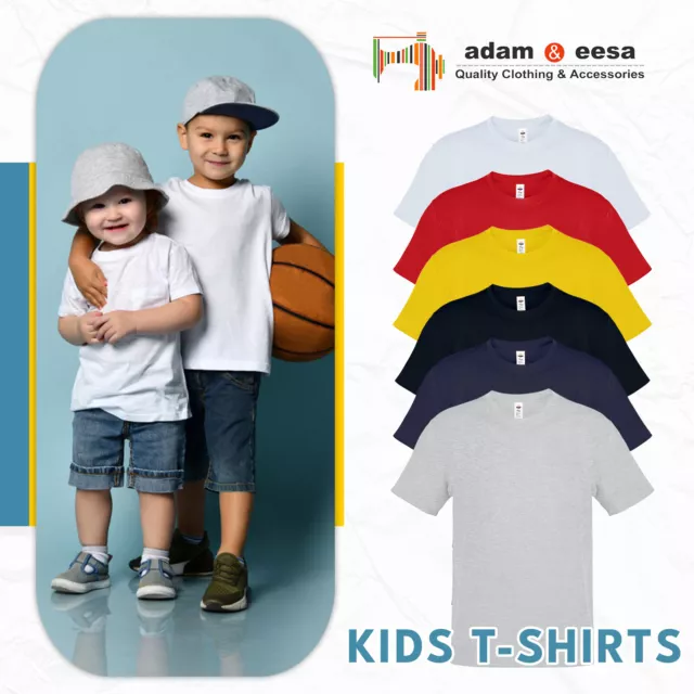 Kids t shirts Childrens Plain Short Sleeve Boys Girls Tee Shirt PE Sport Top LOT