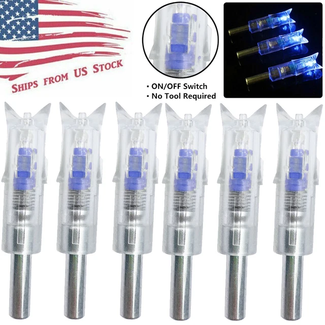 6PCS LED Blue Lighted Nocks .300''/7.62mm Inside Diameter for Crossbow Bolts