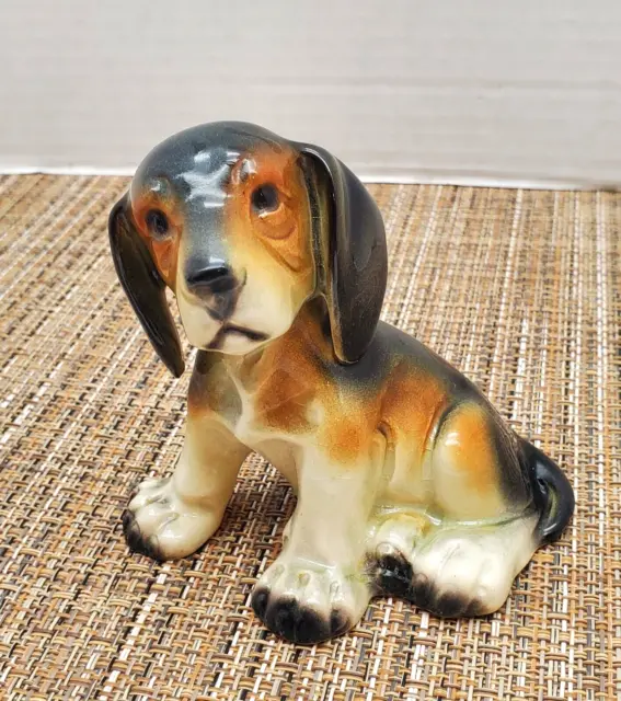 Vintage German Beagle Porcelain Dog Figurine #2662 - E&R Ebling & Reuss Germany