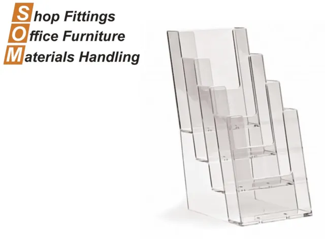 (Trifold) 4 Tier Acrylic Pamphlet Plastic 1/3 A4 Brochure Holder Display Stand