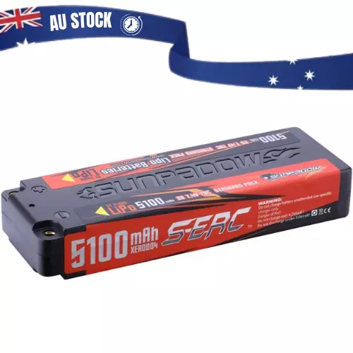 SUNPADOW 7.4V 2S Lipo Battery 70C 7100mAh Hard Case with 4mm Bullet AUS STOCK