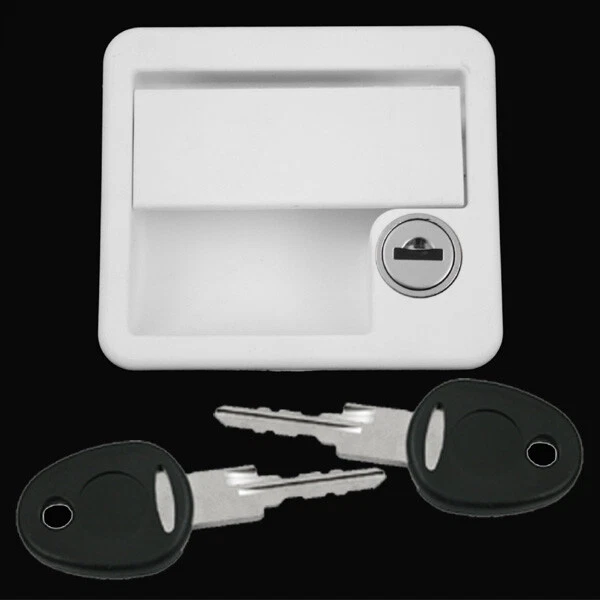 Serrure De Porte Caravane Camping-Car FF Triangle II LC - Blanc Avec Cylindre Et 2 Clés