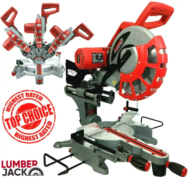 Lumberjack 12" Mitre Saw Sliding Compound DOUBLE BEVEL 305mm Blade & Laser 240v