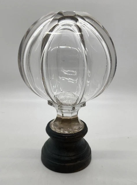 Large Cut Faceted Glass Brass Banister Newel Post Finial / Staircase
