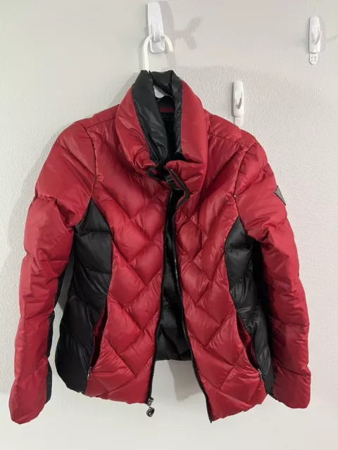 Guess Women’s Quilted Down Puffer Jacket, Size Medium, Red