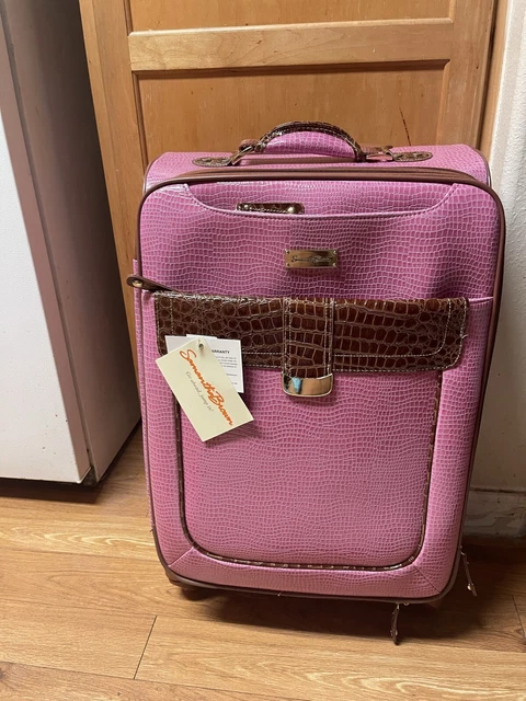 SAMANTHA BROWN classic CROC EMBOSSED 25" SPINNER WHEELED RADIANT ORCHID/CAMEL