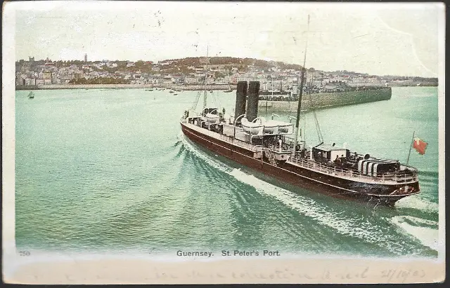 St. Peter Port, Guernsey - steamer arriving - local pmk 1903 to Oranmore