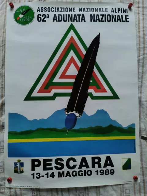 manifesto 62 ° adunata nazionale alpini pescara 62*86 anno 1989 sottocosto