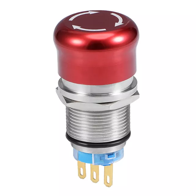 19mm  Mounting Hole Metal Latching Emergency Stop Push Button Switch NO NC Red