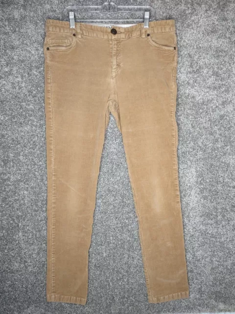 Lands End Jeans Women Sz 12 Tan Corduroy Cotton Mid-Rise Slim Straight Leg Pants