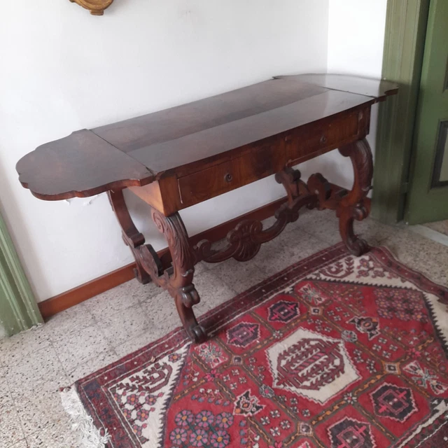 Consolle Impero In Piuma Di Mogano Con Alzatine Laterali Sicilia Periodo '800