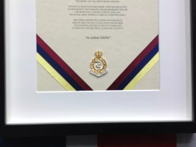 Royal Army Medical Corps  RAMC Poem printed badge black frame 3