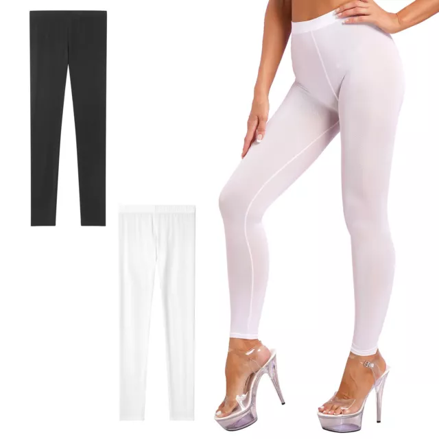 WOMENS STRETCHY SHEER Skinny Pants Solid Color Ice Silk Tights