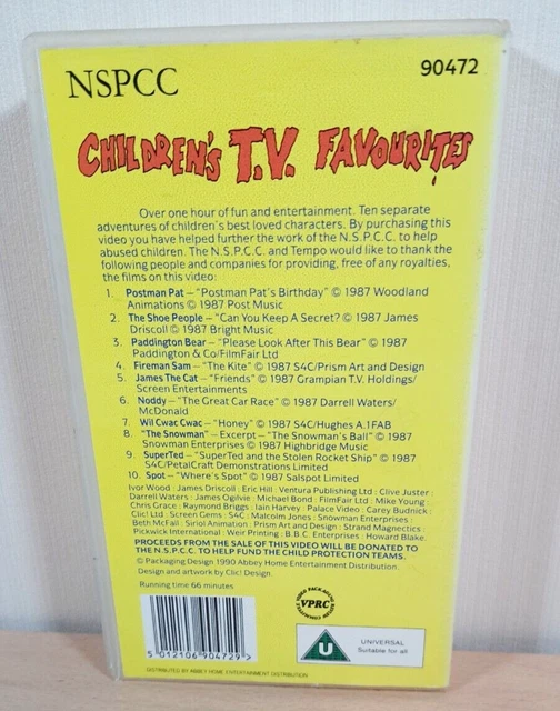 CHILDREN S T V FAVOURITES VHS Tape NSPCC Rating U Pal Region 12 00 children-s-t-v-favourites-vhs-tape-nspcc-rating-u-pal-region-12-00