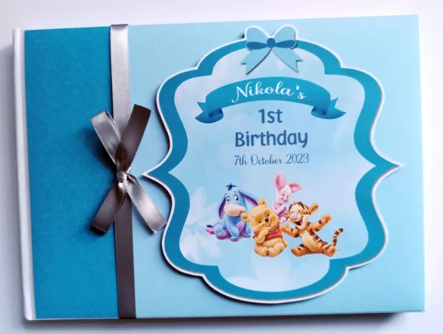 Baby Winnie the pooh birthday guest book, winnie baby shower guest book, gift