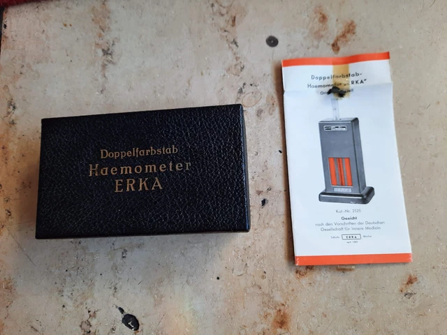 Vintage "ERKA" Doppelfarbstab Haemometer in Ovp