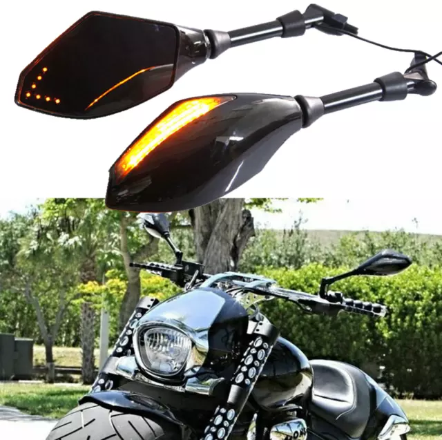 For Suzuki Boulevard M109R Black Motorcycle Integrated Mirrors LED