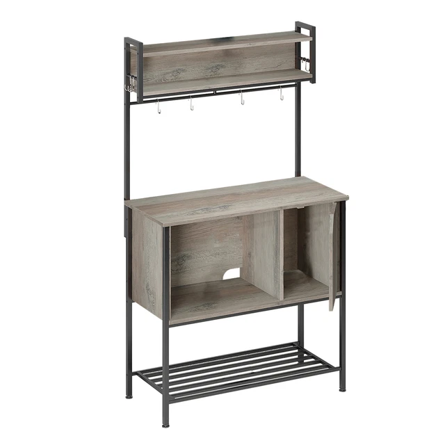 Bestier Modern Multifunctional Hutch w/ Hanging Hooks, 60 In Tall, Gray (Used)