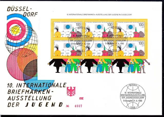 BRD 1990 FDC mit MiNr. Block 21  10. Int Briefmarkenausstellung der Jugend