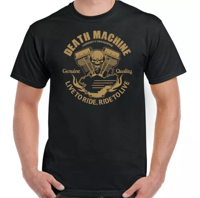 Motorbike T-Shirt Death Machine Mens Biker Motorcycle Bike Indian Engine