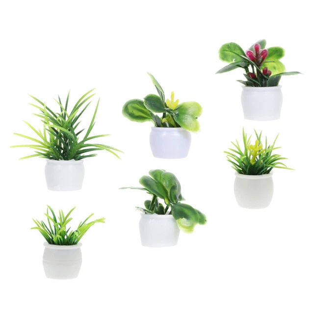 Plantes Artificielles Miniatures Cobee - Lot De 8 Pour Maison De Poupée 1:12 - Bonsaï Et Succulentes