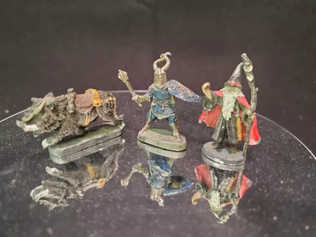 3 Metal Miniatures Superior Models Wizards and Lizards Boar and Knight Lot