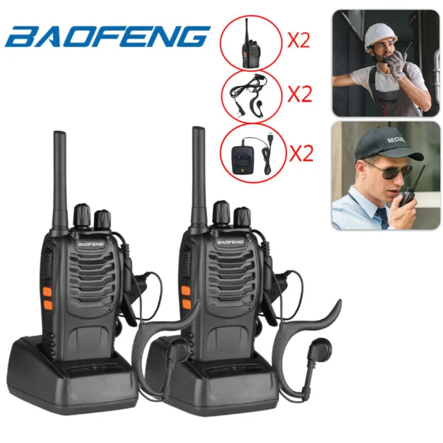 2X Baofeng BF88E PMR446 Walkie Talkie Sprechfunkgeräte Handfunkgerät Set Schwarz