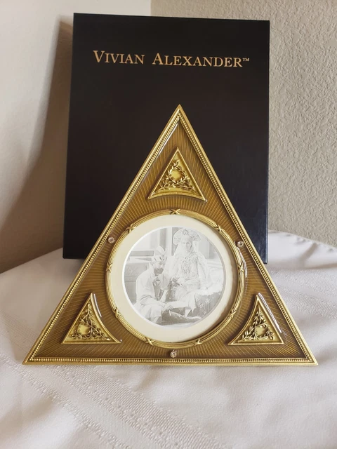 Vivian Alexander Vanderbilt Triangle Ornate Gold Enamel Frame - Faberge Design