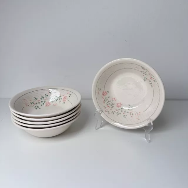 English Ironstone Tableware EIT Cereal Bowls Floral Ribbon Pattern x6 Made in UK