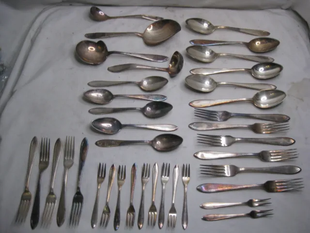37 pieces vintage Keltum Holland Silverplate serving set forks fork spoons spoon