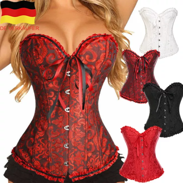 Dessous Kleid Burlesque Corsage Vollbrust Korsett Korsage Damen Corset Sexy Top