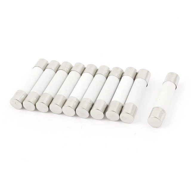 10 Pezzi AC 250V 0.5A 6x30mm Veloce Soffiato Cilindrico Ceramica Tubo Fusible