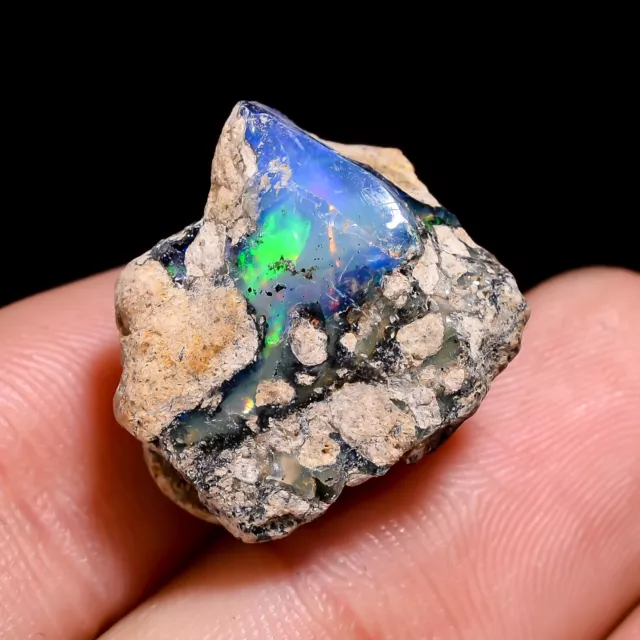 Natural opal Naturel,rough ,Éthiopien Feu Brut Pierre Précieuse 15.5Ct. 17x16mm