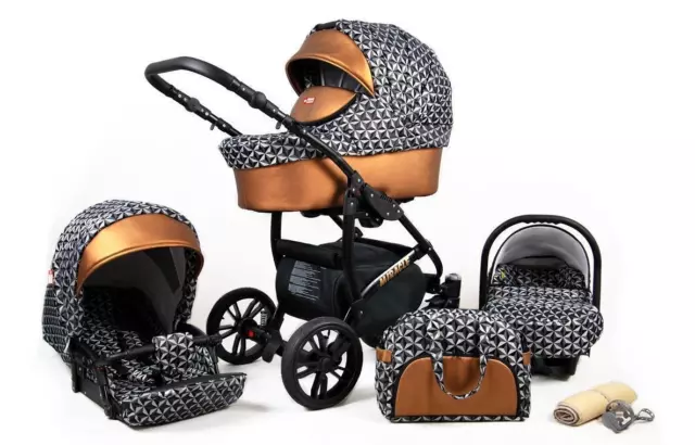 Poussette 3in1 Cosy Landau Buggy Siège d'auto BlackOne By Lux4Kids