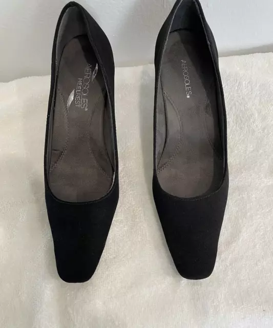 AEROSOLES WOMENS PUMPS Size 9 Black Model Cheerful Leather Upper