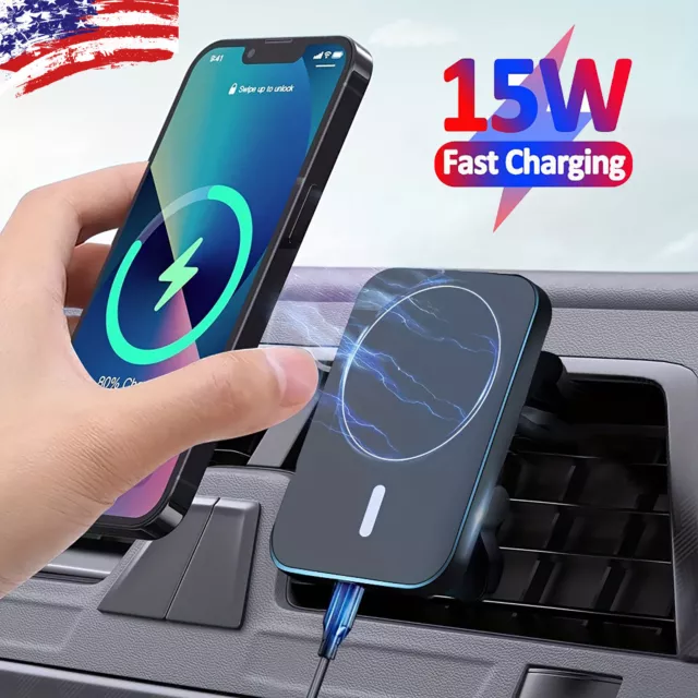 15W WIRELESS Charger Car Mount Holder for iPhone 13/14 Pro Max