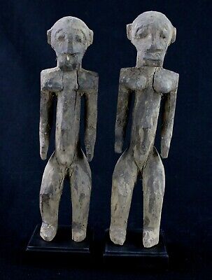 Art Africain Tribal - Ancien Couple de Fétiches Karaboro sur Socle 24,5 Cms +++