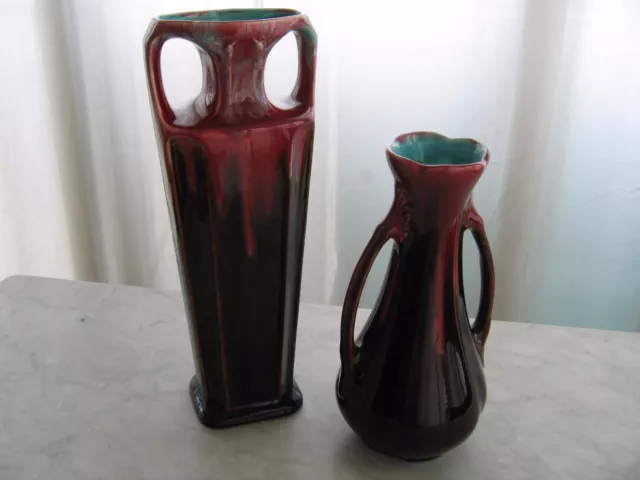 Coppia vasi ceramica Orchies 32,5 cm e 25 cm collezione primi '900 liberty