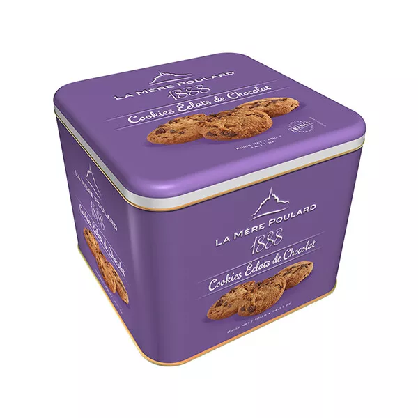 La Mère Poulard French Biscuits Chocolate Chips Cookies Metal Box Mont St Michel