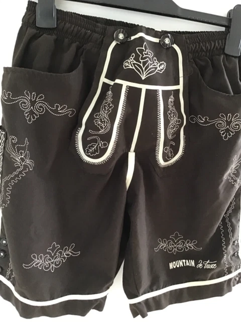 Monaco Di Bavaria Badelederhose / Trachten-Shorts – Dunkelbraun, Mikrofaser, Kniehose, Made In Germany, NEU