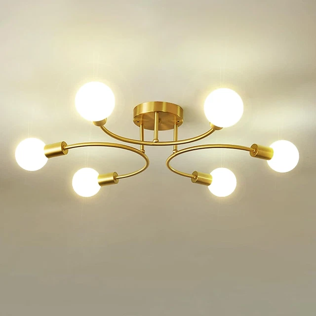 Lampadario Sputnik Vintage 6 Luci - Soffitto In Stile Industriale, Oro - Foto 7