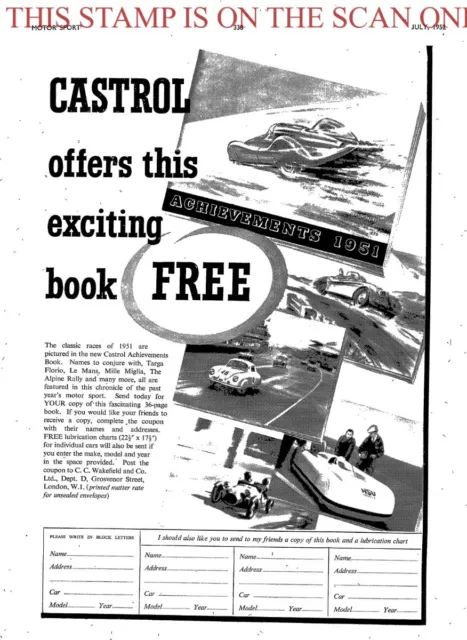 CASTROL Motor Oil 'Book of Achievements 1951' ADVERT : 1952 Print Ad 704/153