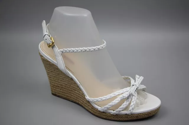 PRADA Women White Braided leather Wedge Sandals  Size 40.5 / US 10.5